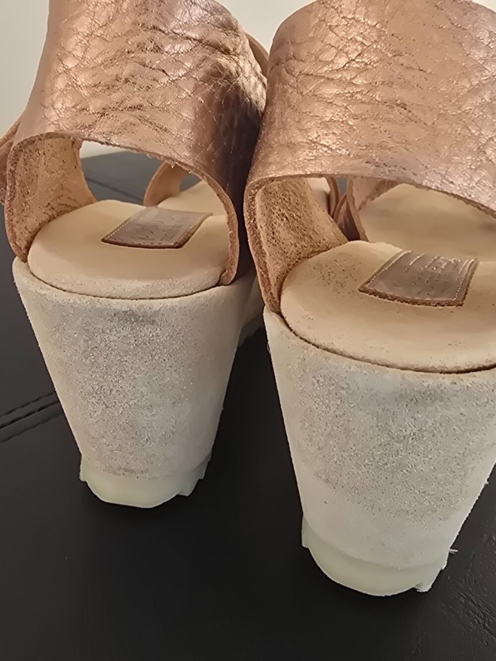 Pedro Garcia Fely Easy Gold / Bronze Metallic Wedge Sandals - Picture 6 of 11